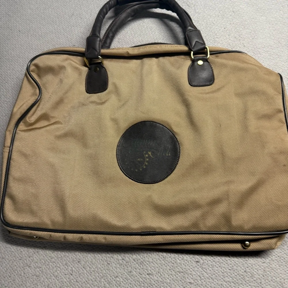 London Fog Vintage Y2K Tan and Black Men's Briefcase Bag EUC